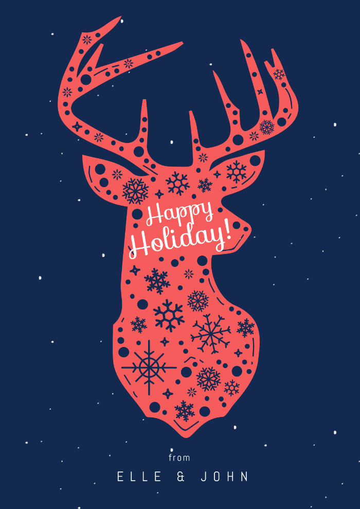 Holiday Card, Illustration, Deer